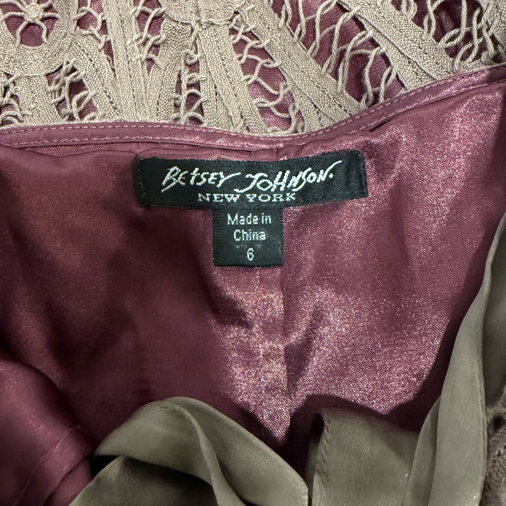 Vintage Betsey Johnson Y2K Crochet & Silk Strapless Halter Dress Size 6 - Picture 4 of 9